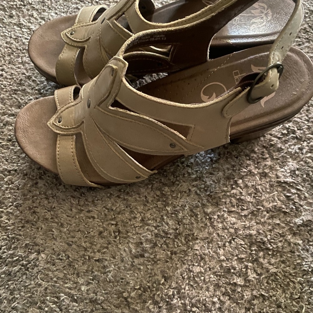 Dansko Tan Sandals with Strappy Design and Cushioned Footbed
